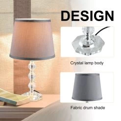 HOMCOM Crystallite Modern Table Lamps For Bedroom Set Of 2, Bedside Desk Lamp For Home Office, Lamp Set With Fabric Lampshades 15 HOMCOM Crystallite Modern Table Lamps For Bedroom Set Of 2, Bedside Desk Lamp For Home Office, Lamp Set With Fabric Lampshades -Bedroom Furniture Shop HOMCOM Crystallite Modern Table Lamps for Bedroom Set of 22C Bedside Desk Lamp for Home Office2C Lamp Set with Fabric Lampshades 4