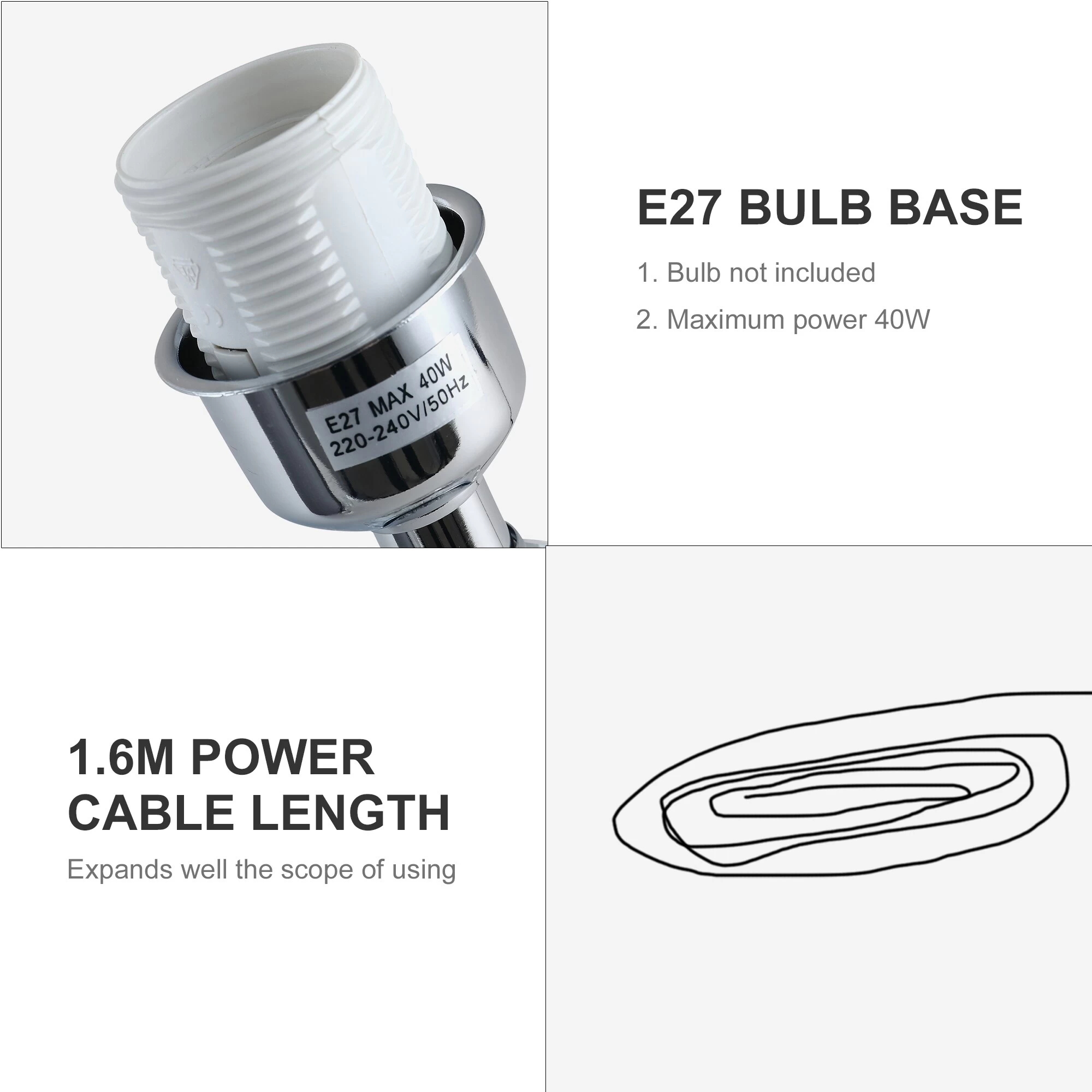 HOMCOM Crystallite Modern Table Lamps For Bedroom Set Of 2, Bedside Desk Lamp For Home Office, Lamp Set With Fabric Lampshades 9 HOMCOM Crystallite Modern Table Lamps For Bedroom Set Of 2, Bedside Desk Lamp For Home Office, Lamp Set With Fabric Lampshades - Image 7