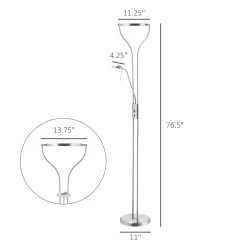 HOMCOM Modern LED Floor Lamp Height Adjustable, Bedroom Lamp With 350° Rotatable Lampshade And Rotary Switch For Living Room -Bedroom Furniture Shop HOMCOM Modern LED Floor Lamp Height Adjustable2C Bedroom Lamp with 350C2B0 Rotatable Lampshade and Rotary Switch for Living Room 3