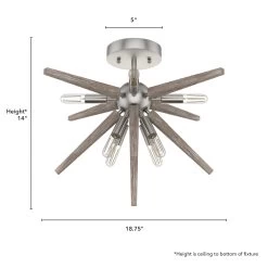 Hunter Jupiter Star 8-Light Semi-Flush Mount Ceiling Light - Entry, Dining Room, Bedroom - Mid-Century Modern, Starburst -Bedroom Furniture Shop Hunter Jupiter Star 8 Light Semi Flush Mount Ceiling Light 10