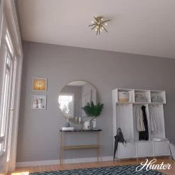 Hunter Jupiter Star 8-Light Semi-Flush Mount Ceiling Light - Entry, Dining Room, Bedroom - Mid-Century Modern, Starburst -Bedroom Furniture Shop Hunter Jupiter Star 8 Light Semi Flush Mount Ceiling Light 2