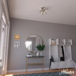 Hunter Jupiter Star 8-Light Semi-Flush Mount Ceiling Light - Entry, Dining Room, Bedroom - Mid-Century Modern, Starburst -Bedroom Furniture Shop Hunter Jupiter Star 8 Light Semi Flush Mount Ceiling Light 8