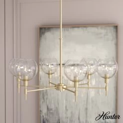 Hunter Xidane Metal And Glass Orb Chandelier, Kitchen Or Dining Room Table, Entry, Bedroom -Bedroom Furniture Shop Hunter Xidane Metal and Glass Orb Chandelier 3