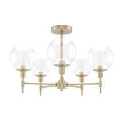 Hunter Xidane Metal And Glass Orb Chandelier, Kitchen Or Dining Room Table, Entry, Bedroom -Bedroom Furniture Shop Hunter Xidane Metal and Glass Orb Chandelier Light Fixture 7