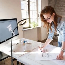 LED Floor Lamp Dimmable Modern Black Reading Bedroom Adjustable Tall - 1 -Bedroom Furniture Shop LED Floor Lamp Dimmable Modern Black Reading Bedroom Adjustable Tall 2