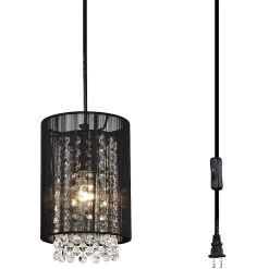 Mini Crystal 1 -Light Modern Black Mesh Bathroom Pendant Lights Lamp Body Lighting Fixtures For Kitchen Island Bedroom Bar -Bedroom Furniture Shop Mini Crystal 1 Light Modern Black Mesh Bathroom Pendant Lights Lamp Body Lighting Fixtures for Kitchen Island Bedroom Bar 2