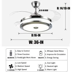 Modern Ceiling Light With Fans Remote Control, 4 Retractable Blades With 3 Light Color Change Ceiling Fan For Living Bedroom -Bedroom Furniture Shop Modern Ceiling Light with Fans Remote Control2C 4 Retractable Blades with 3 Light Color Change Ceiling Fan for Living Bedroom 10