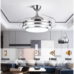 Modern Ceiling Light With Fans Remote Control, 4 Retractable Blades With 3 Light Color Change Ceiling Fan For Living Bedroom -Bedroom Furniture Shop Modern Ceiling Light with Fans Remote Control2C 4 Retractable Blades with 3 Light Color Change Ceiling Fan for Living Bedroom 13
