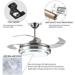 Modern Ceiling Light With Fans Remote Control, 4 Retractable Blades With 3 Light Color Change Ceiling Fan For Living Bedroom -Bedroom Furniture Shop Modern Ceiling Light with Fans Remote Control2C 4 Retractable Blades with 3 Light Color Change Ceiling Fan for Living Bedroom 6