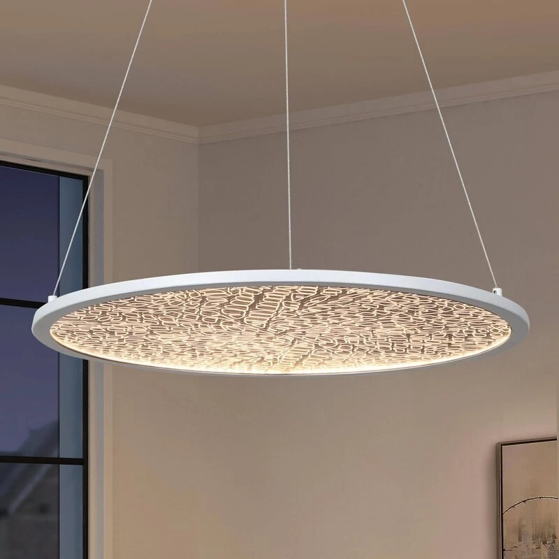 Modern Contemporary LED White Chandelier Round Pendant Light For Bedroom - 17.5" D X 61.5" H 4 Modern Contemporary LED White Chandelier Round Pendant Light For Bedroom - 17.5" D X 61.5" H - Image 2