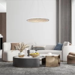 Modern Contemporary LED White Chandelier Round Pendant Light For Bedroom - 17.5" D X 61.5" H 12 Modern Contemporary LED White Chandelier Round Pendant Light For Bedroom - 17.5" D X 61.5" H -Bedroom Furniture Shop Modern Contemporary LED White Chandelier Round Pendant Light for Bedroom 2