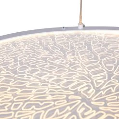 Modern Contemporary LED White Chandelier Round Pendant Light For Bedroom - 17.5" D X 61.5" H