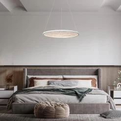 Modern Contemporary LED White Chandelier Round Pendant Light For Bedroom - 17.5" D X 61.5" H 13 Modern Contemporary LED White Chandelier Round Pendant Light For Bedroom - 17.5" D X 61.5" H -Bedroom Furniture Shop Modern Contemporary LED White Chandelier Round Pendant Light for Bedroom 3