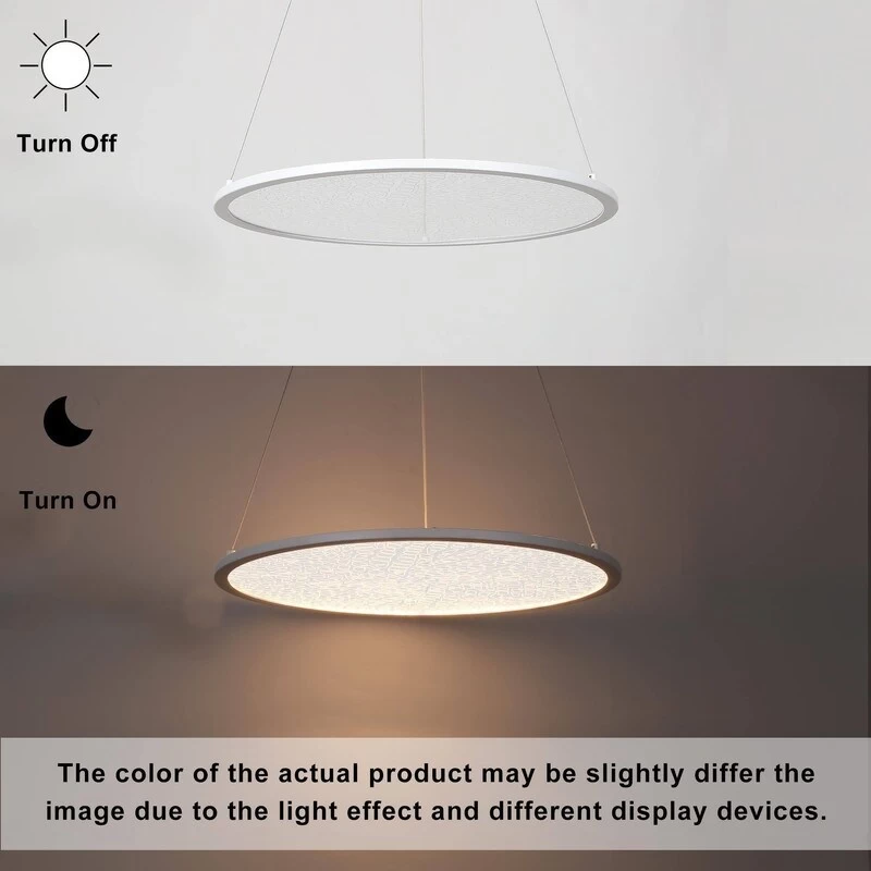 Modern Contemporary LED White Chandelier Round Pendant Light For Bedroom - 17.5" D X 61.5" H 8 Modern Contemporary LED White Chandelier Round Pendant Light For Bedroom - 17.5" D X 61.5" H - Image 6