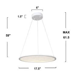 Modern Contemporary LED White Chandelier Round Pendant Light For Bedroom - 17.5" D X 61.5" H 16 Modern Contemporary LED White Chandelier Round Pendant Light For Bedroom - 17.5" D X 61.5" H -Bedroom Furniture Shop Modern Contemporary LED White Chandelier Round Pendant Light for Bedroom 6