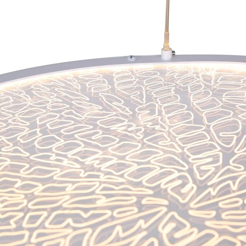 Modern Contemporary LED White Chandelier Round Pendant Light For Bedroom - 17.5" D X 61.5" H 3 Modern Contemporary LED White Chandelier Round Pendant Light For Bedroom - 17.5" D X 61.5" H