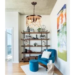 Cusp Barn Bohemia 2-Light Wood Beaded Chandelier Antique Rustic Ceiling Light For Bedroom Hallway -Bedroom Furniture Shop Modern Elegant 2 Light Wood Bead Pendant Chandelier with Adjustable Chain 10