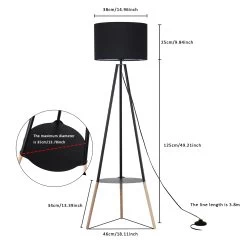 Modern Industrial Standing Tripod Floor Lamp With Shelf And Black Vintage Lampshade, Mid Century Table Bedroom Wooden Lighting 21 Modern Industrial Standing Tripod Floor Lamp With Shelf And Black Vintage Lampshade, Mid Century Table Bedroom Wooden Lighting -Bedroom Furniture Shop Modern Industrial Standing Tripod Floor Lamp with Shelf and Black vintage Lampshade2C Mid Century Table Bedroom Wooden Lighting 9