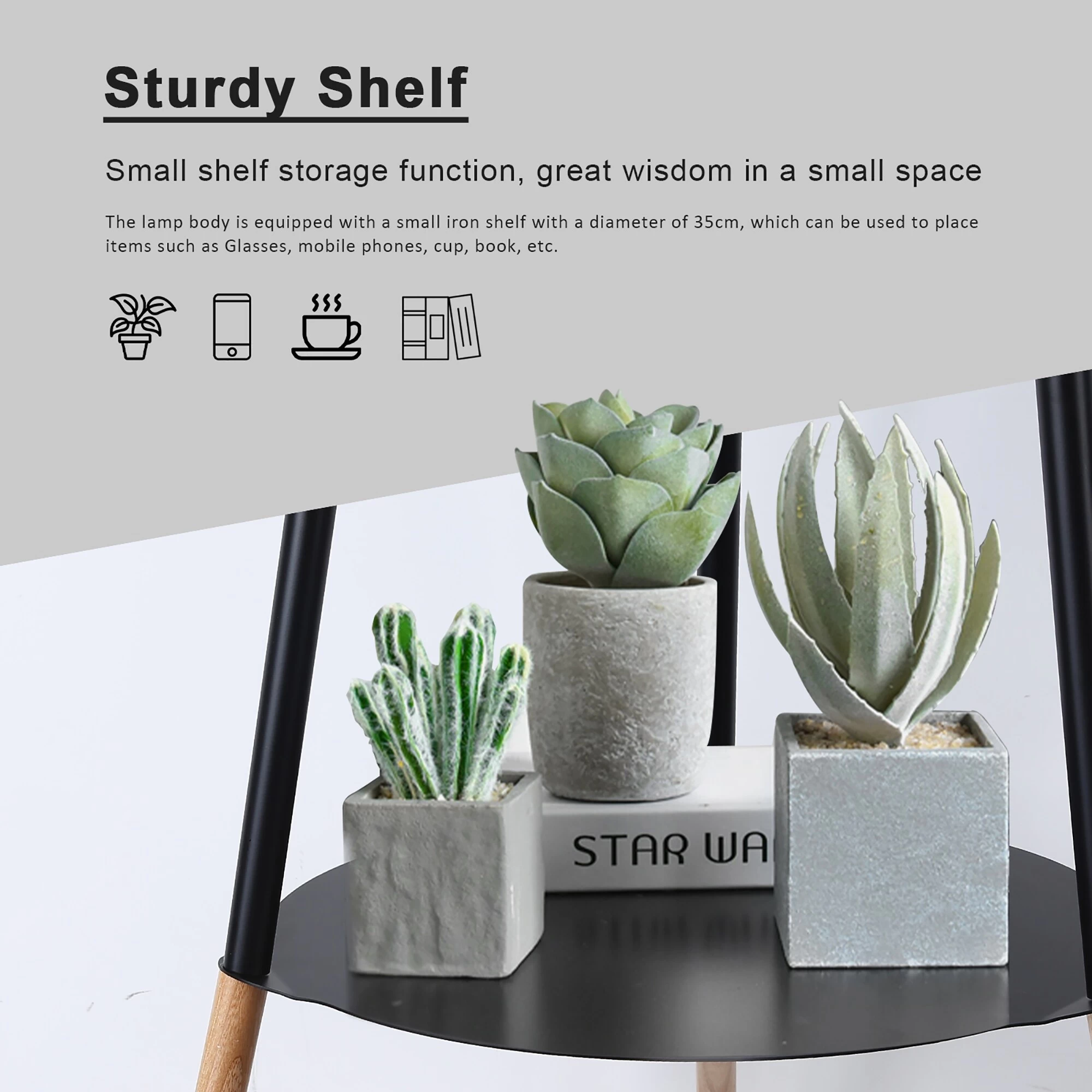 Modern Industrial Standing Tripod Floor Lamp With Shelf And Black Vintage Lampshade, Mid Century Table Bedroom Wooden Lighting 3 Modern Industrial Standing Tripod Floor Lamp With Shelf And Black Vintage Lampshade, Mid Century Table Bedroom Wooden Lighting