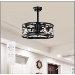 Modern Revrersible 20" Caged Ceiling Fan With Lights For Bedroom -Bedroom Furniture Shop Modern Revrersible 2022 Caged Ceiling Fan with Lights for bedroom 10
