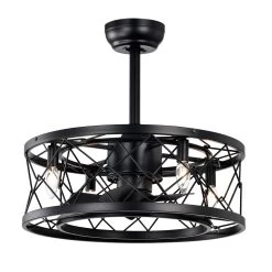 Modern Revrersible 20" Caged Ceiling Fan With Lights For Bedroom -Bedroom Furniture Shop Modern Revrersible 2022 Caged Ceiling Fan with Lights for bedroom 11