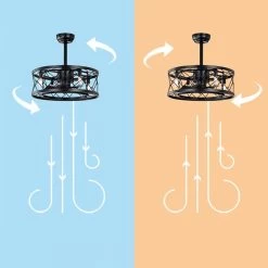 Modern Revrersible 20" Caged Ceiling Fan With Lights For Bedroom -Bedroom Furniture Shop Modern Revrersible 2022 Caged Ceiling Fan with Lights for bedroom 12