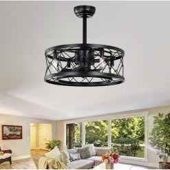 Modern Revrersible 20" Caged Ceiling Fan With Lights For Bedroom -Bedroom Furniture Shop Modern Revrersible 2022 Caged Ceiling Fan with Lights for bedroom 9