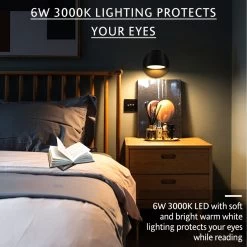 Modern Wall Lamp Plug In Cord Round Rotatable Black /White Wall Sconce LED Lighting Mounted Fixture For Bedroom Living Room -Bedroom Furniture Shop Modern Wall Lamp Plug in Cord Round Rotatable Black White Wall Sconce LED Lighting Mounted Fixture for Bedroom Living Room 12