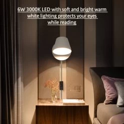 Modern Wall Lamp Plug In Cord Round Rotatable Black /White Wall Sconce LED Lighting Mounted Fixture For Bedroom Living Room -Bedroom Furniture Shop Modern Wall Lamp Plug in Cord Round Rotatable Black White Wall Sconce LED Lighting Mounted Fixture for Bedroom Living Room 7