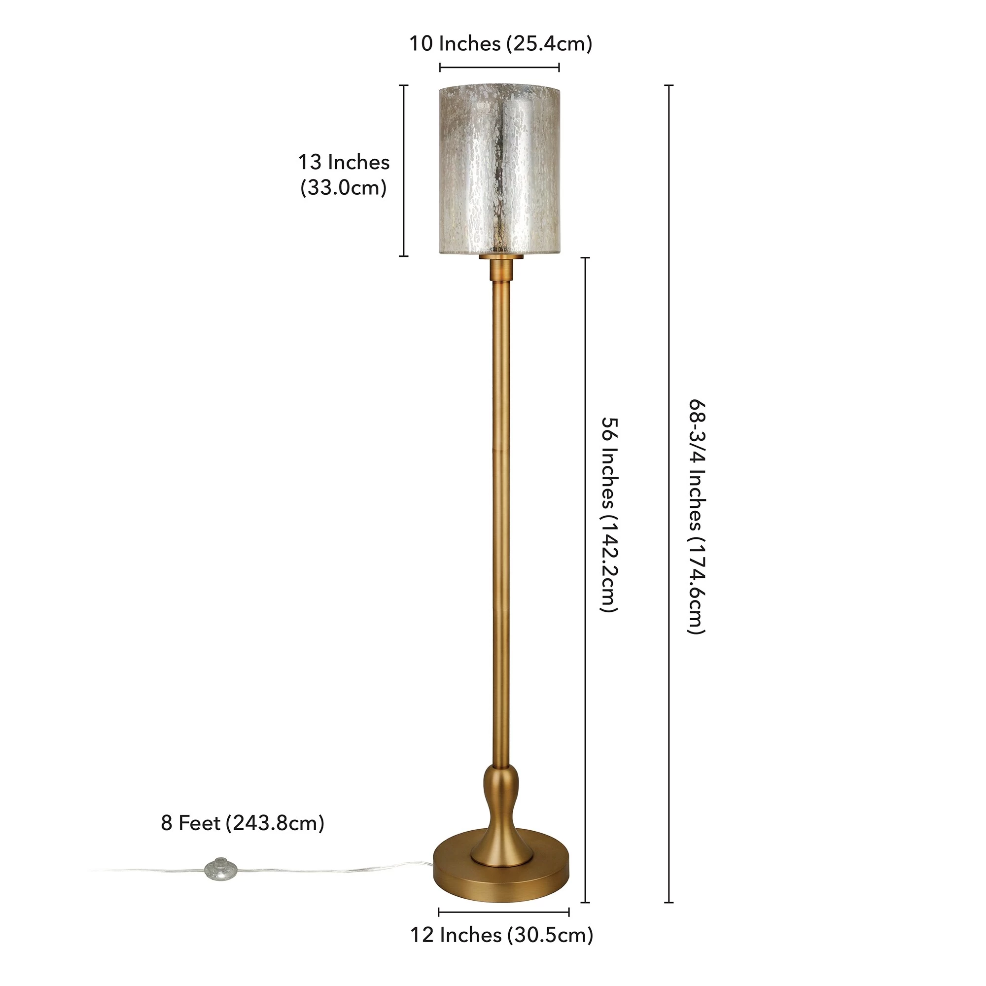 Modern, Industrial Farmhouse Floor Lamp In Brass With Mercury Glass Shade For Living Room, Bedroom, Office, Or Dining Room 9 Modern, Industrial Farmhouse Floor Lamp In Brass With Mercury Glass Shade For Living Room, Bedroom, Office, Or Dining Room - Image 7