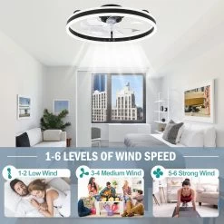 Oaks Aura Modern 20in. Low Profile Ceiling Fan With Light, 6-Speed Flush Mount Ceiling Fan, Smart App Remote Control For Bedroom -Bedroom Furniture Shop Oaks Aura App Plus Remote Control Bladeless Low Profile Ceiling Fan Flush Mount Dimmable Lighting For Bedroom 3