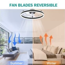 Oaks Aura Modern 20in. Low Profile Ceiling Fan With Light, 6-Speed Flush Mount Ceiling Fan, Smart App Remote Control For Bedroom -Bedroom Furniture Shop Oaks Aura App Plus Remote Control Bladeless Low Profile Ceiling Fan Flush Mount Dimmable Lighting For Bedroom 5