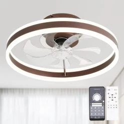 Oaks Aura Modern 20in. Low Profile Ceiling Fan With Light, 6-Speed Flush Mount Ceiling Fan, Smart App Remote Control For Bedroom -Bedroom Furniture Shop Oaks Aura Modern 20in. Low Profile Ceiling Fan with Light2C 6 Speed Flush Mount Ceiling Fan2C Smart App Remote Control For Bedroom 2