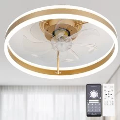 Oaks Aura Modern 20in. Low Profile Ceiling Fan With Light, 6-Speed Flush Mount Ceiling Fan, Smart App Remote Control For Bedroom -Bedroom Furniture Shop Oaks Aura Modern 20in. Low Profile Ceiling Fan with Light2C 6 Speed Flush Mount Ceiling Fan2C Smart App Remote Control For Bedroom 4