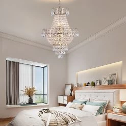 Oaks Aura Modern Mid-Century French Gold Empire Glam Crystal Chandelier, Crystal Ceiling Light For Hallway, Living Room, Bedroom -Bedroom Furniture Shop Oaks Aura Modern Mid Century French Gold Empire Glam Crystal Chandelier2C Crystal Ceiling Light for Hallway2C Living Room2C Bedroom 3