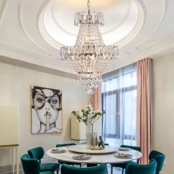 Oaks Aura Modern Mid-Century French Gold Empire Glam Crystal Chandelier, Crystal Ceiling Light For Hallway, Living Room, Bedroom -Bedroom Furniture Shop Oaks Aura Modern Mid Century French Gold Empire Glam Crystal Chandelier2C Crystal Ceiling Light for Hallway2C Living Room2C Bedroom 4