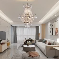 Oaks Aura Modern Mid-Century French Gold Empire Glam Crystal Chandelier, Crystal Ceiling Light For Hallway, Living Room, Bedroom -Bedroom Furniture Shop Oaks Aura Modern Mid Century French Gold Empire Glam Crystal Chandelier2C Crystal Ceiling Light for Hallway2C Living Room2C Bedroom 5
