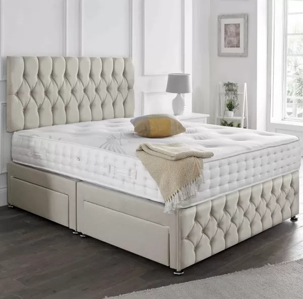 New Damask Fabric Divan Set + Matching Beirut Headboard & Footboard + Hand Tufted Pocket Spring Memory Mattress 3 New Damask Fabric Divan Set + Matching Beirut Headboard & Footboard + Hand Tufted Pocket Spring Memory Mattress