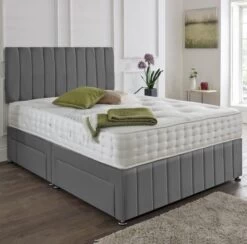 New Plush Divan Set + Matching Oslo Headboard & Footboard + Hand Tufted Pocket Spring Memory Mattress
