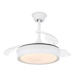 Round 36-inch LED Retractable Ceiling Fan With Remote 3 Color Tones Quiet Ceiling Fan For Living Room And Bedroom - 36 Inches -Bedroom Furniture Shop Round 36 inch LED Retractable Ceiling Fan with Remote 3 Color Tones Quiet Ceiling Fan for Living Room and Bedroom 36 Inches 12