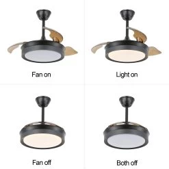 Round 36-inch LED Retractable Ceiling Fan With Remote 3 Color Tones Quiet Ceiling Fan For Living Room And Bedroom - 36 Inches -Bedroom Furniture Shop Round 36 inch LED Retractable Ceiling Fan with Remote 3 Color Tones Quiet Ceiling Fan for Living Room and Bedroom 36 Inches 16