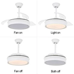 Round 36-inch LED Retractable Ceiling Fan With Remote 3 Color Tones Quiet Ceiling Fan For Living Room And Bedroom - 36 Inches -Bedroom Furniture Shop Round 36 inch LED Retractable Ceiling Fan with Remote 3 Color Tones Quiet Ceiling Fan for Living Room and Bedroom 36 Inches 7