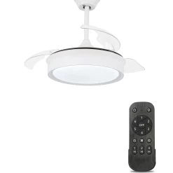 Round 36-inch LED Retractable Ceiling Fan With Remote 3 Color Tones Quiet Ceiling Fan For Living Room And Bedroom - 36 Inches -Bedroom Furniture Shop Round 36 inch LED Retractable Ceiling Fan with Remote 3 Color Tones Quiet Ceiling Fan for Living Room and Bedroom 36 Inches 9