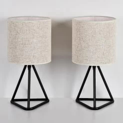 Set Of 2 Cute Modern Bedside Nightstand Lamps For Living Room Bedroom