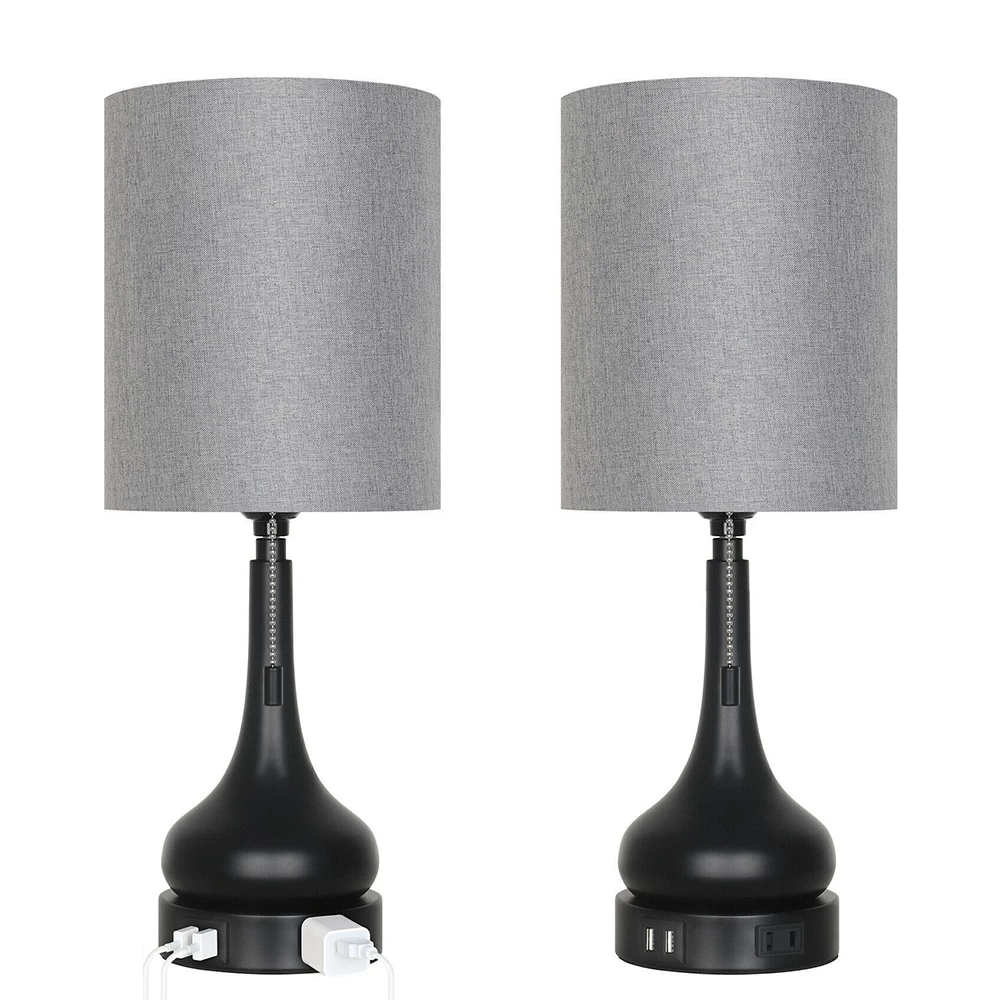 Set Of 2 Table Lamps Modern Bedroom Bedside Lamp With USB Port - 8.3" X 17.9" 5 Set Of 2 Table Lamps Modern Bedroom Bedside Lamp With USB Port - 8.3" X 17.9" - Image 3