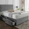 New Velvet Divan Bed Set + Matching Beirut Headboard & Footboard + Hand Tufted Pocket Spring Memory Mattress -Bedroom Furniture Shop Steel 600x592 1