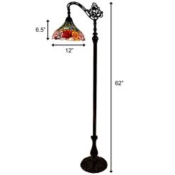 Tiffany Style Floor Lamp Arched Standing 62" Tall Stained Glass Rose Flower Bedroom Reading Gift AM035FL12B Amora Lighting -Bedroom Furniture Shop Tiffany Style Floor Lamp Arched Standing 6222 Tall Stained Glass Rose Flower Bedroom Reading Gift AM035FL12B Amora Lighting 6
