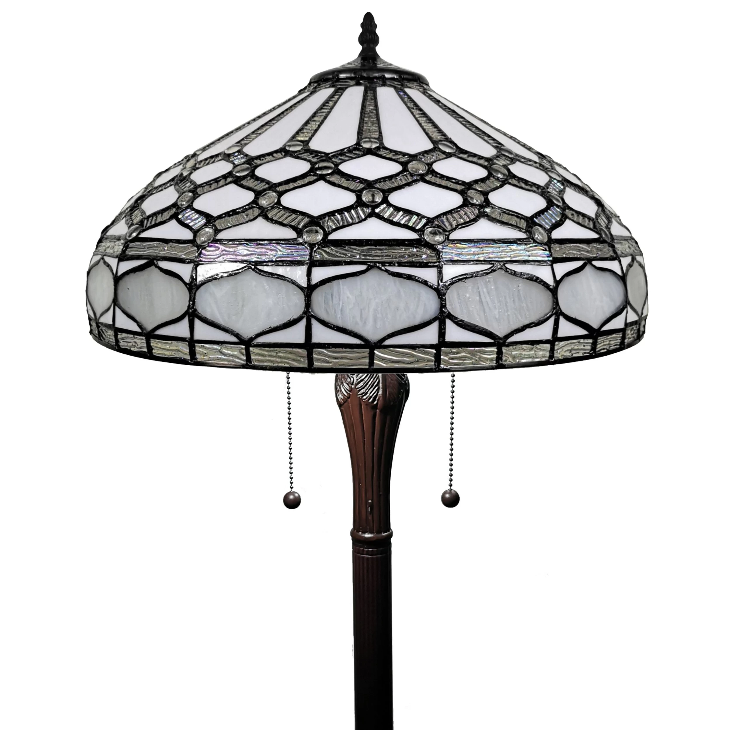 Tiffany Style Floor Lamp Standing 60" Tall Stained Glass White Mahogany Bedroom Reading Gift Amora Lighting 4 Tiffany Style Floor Lamp Standing 60" Tall Stained Glass White Mahogany Bedroom Reading Gift Amora Lighting - Image 2