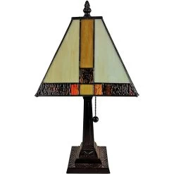 Tiffany Style Mini Accent Lamp Mission 15" Tall Stained Glass Decor Nightstand Bedroom Office Handmade Amora Lighting -Bedroom Furniture Shop Tiffany Style Mini Accent Lamp Mission 1522 Tall Stained Glass Decor Nightstand Bedroom Office Handmade AM208TL08B Amora Lighting 3