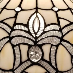 Tiffany Style Table Lamp 19" Tall Stained Glass White Floral Decor Nightstand Bedroom Handmade Gift Amora Lighting -Bedroom Furniture Shop Tiffany Style Table Lamp 1922 Tall Stained Glass White Floral Decor Nightstand Bedroom Handmade Gift AM281TL12B Amora Lighting 6